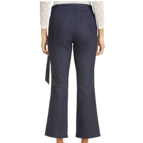 CINQ A SEPT JEANS dark wash NEW flared crop size 6 double belted design - Picture 3 of 7